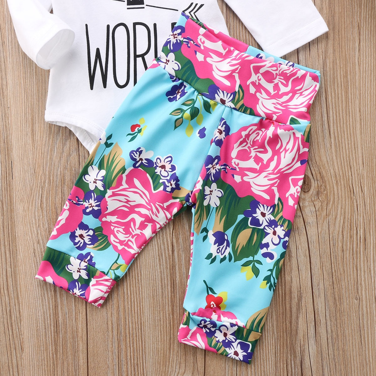 Flower Letter Cute Newborn Baby Girl Long Sleeve Tops Cotton Romper Winter Warm Long Pants Outfit Set Clothes Winter - ebowsos