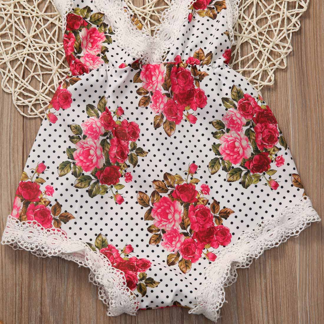 Flower Newborn Toddler Baby Kids Girls Lace Sleeveless Jumpsuit  Bodysuit Clothes - ebowsos