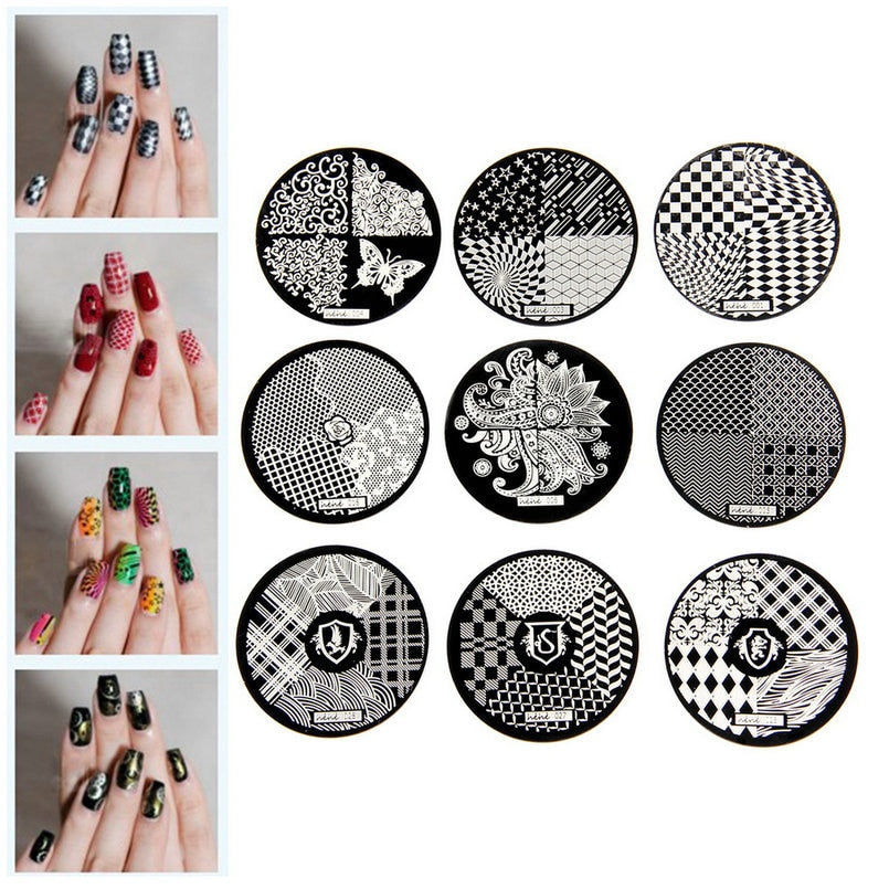 Flower Pattern Fashion DIY designer Steel Plate Nail Art Image Print Stamp Stamping Manicure Template DIY Polish Tools 9 Styles - ebowsos