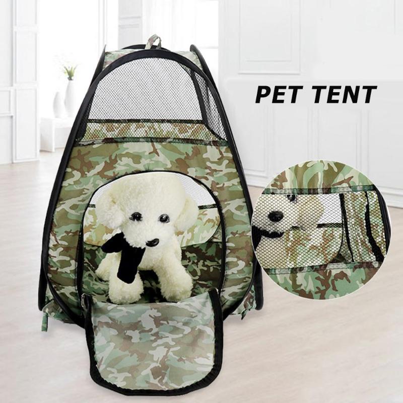 Foldable Camouflage Pet Tent Large Space Mosquito Control Camouflage Printing Portable Dog Cat Fence Cage Outdoor Supplies - ebowsos