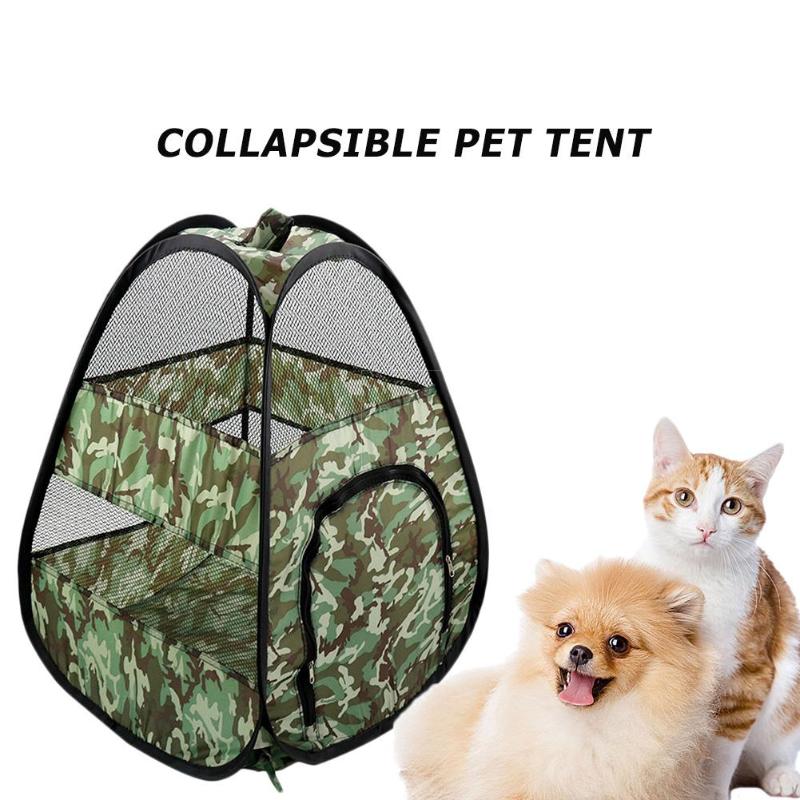 Foldable Camouflage Pet Tent Large Space Mosquito Control Camouflage Printing Portable Dog Cat Fence Cage Outdoor Supplies - ebowsos