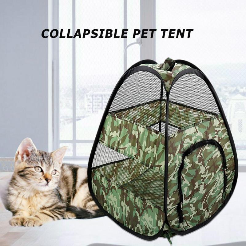 Foldable Camouflage Pet Tent Large Space Mosquito Control Camouflage Printing Portable Dog Cat Fence Cage Outdoor Supplies - ebowsos