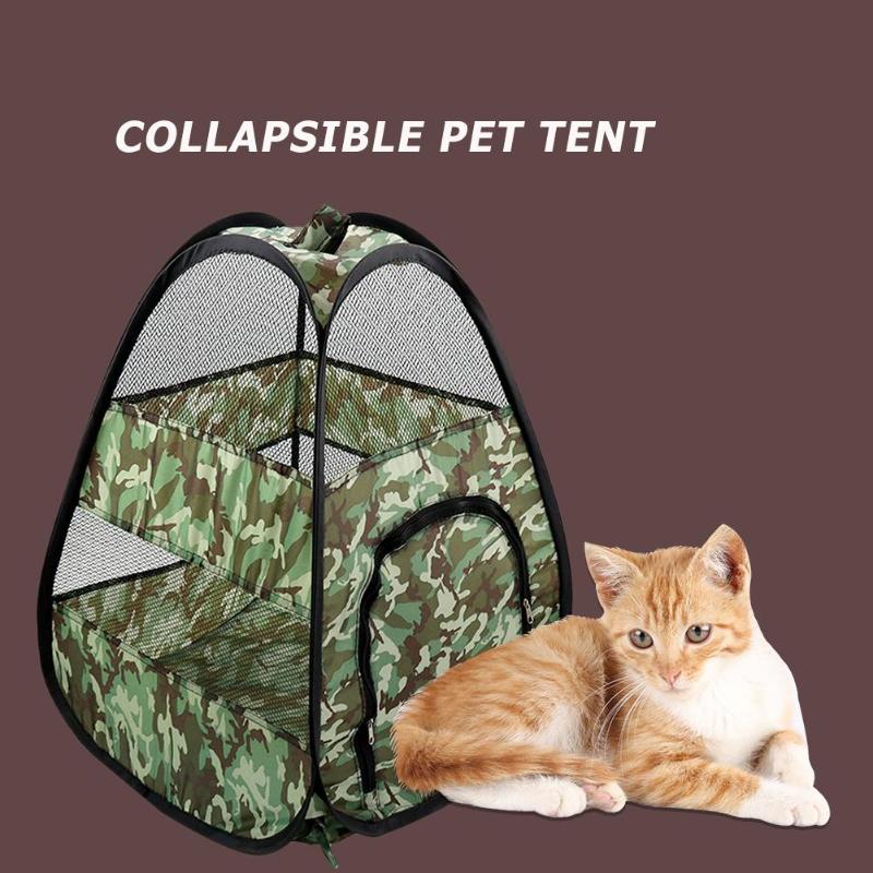 Foldable Camouflage Pet Tent Large Space Mosquito Control Camouflage Printing Portable Dog Cat Fence Cage Outdoor Supplies - ebowsos