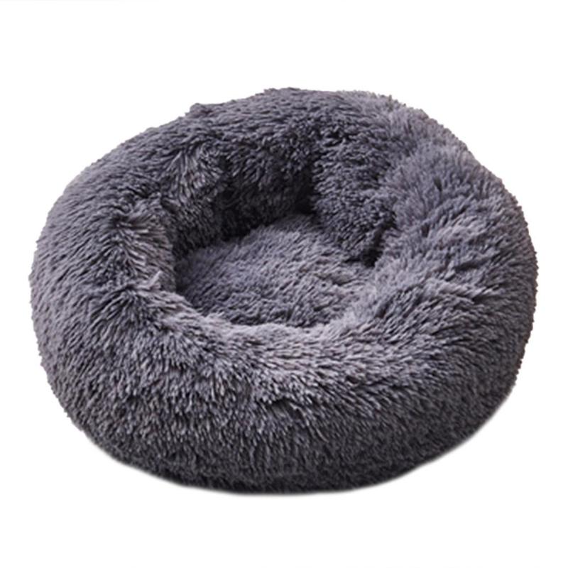 Foldable Long Plush Round Cat Litter Pad Bed House Fashion Comfortable and Warm Washable Kennel Beds Cave Pet Products - ebowsos