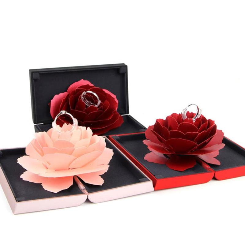 Foldable Rose Ring Box For Women 2019 Creative Jewel Storage Paper Case Small Gift Box For Rings - ebowsos