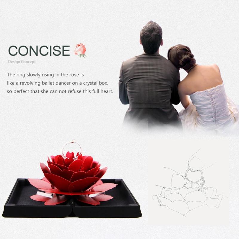 Foldable Rose Ring Box For Women 2019 Creative Jewel Storage Paper Case Small Gift Box For Rings - ebowsos