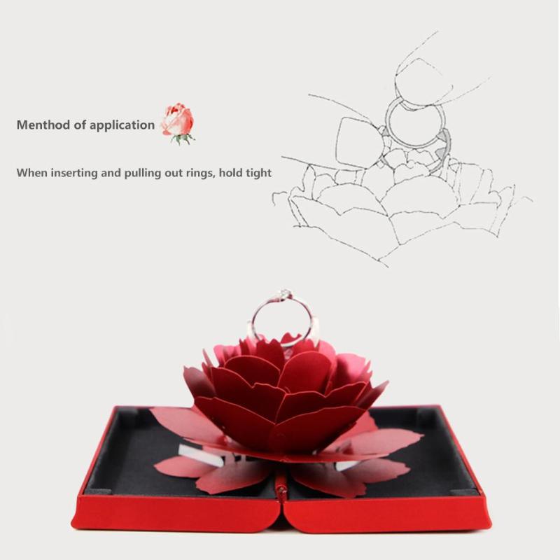 Foldable Rose Ring Box For Women 2019 Creative Jewel Storage Paper Case Small Gift Box For Rings - ebowsos