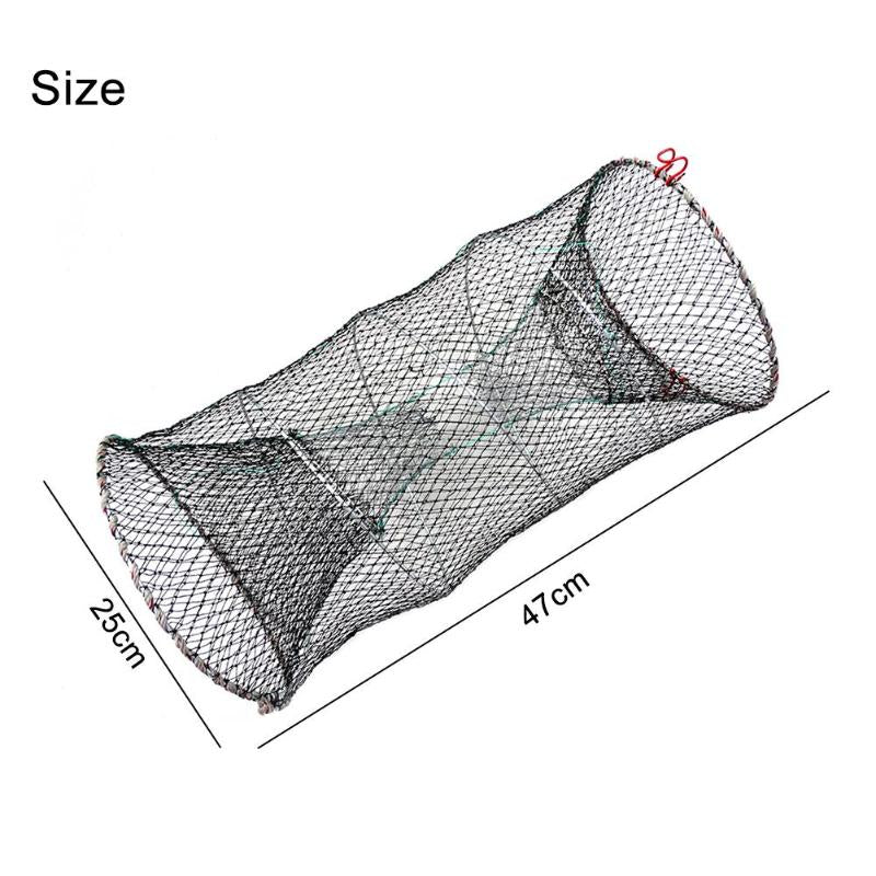 Folding Fishing Crab Shrimp Cage Spring Mesh Storage Keep Carry Cast Net-ebowsos