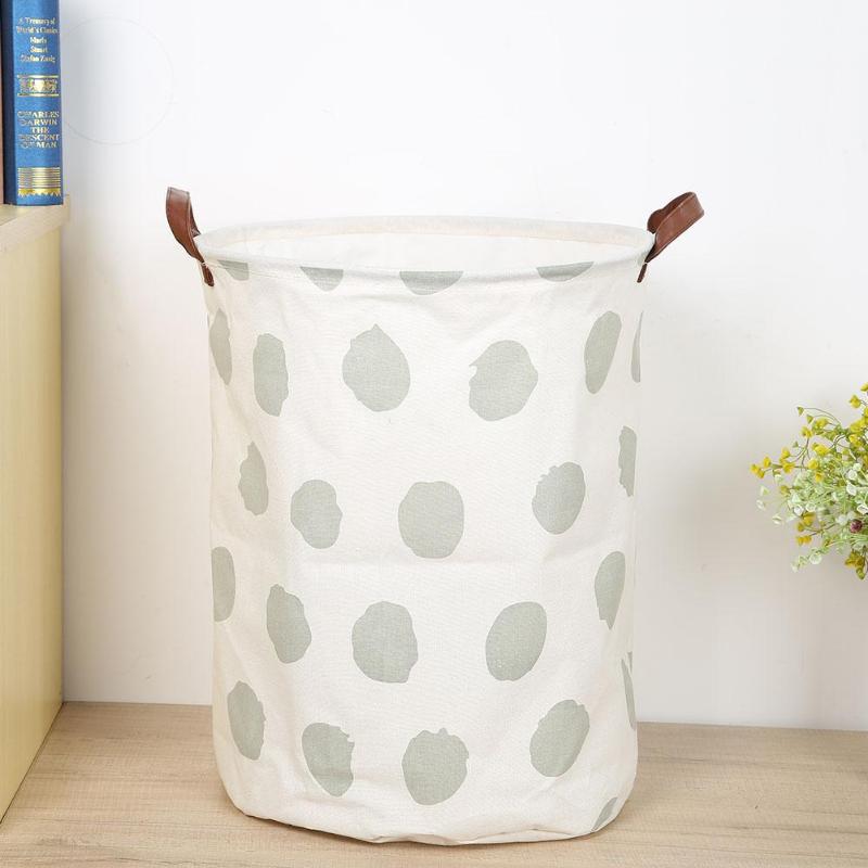 Folding Geometry Drawstring Canvas Laundry Basket Clothes Toys Large Bucket Bag Washing Dirty Clothes Big Basket Bin Handle - ebowsos