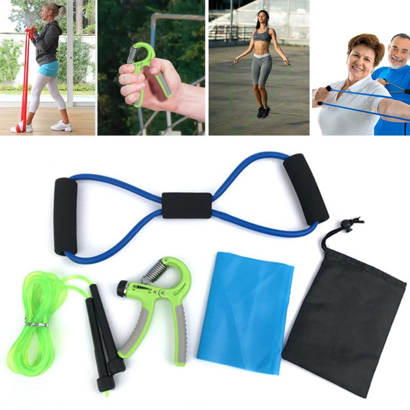 For Fitness Training Finger Grip Resistance Band 8 Word Chest Jumping Rope Bag for Muscle Training Workout Exercise-ebowsos