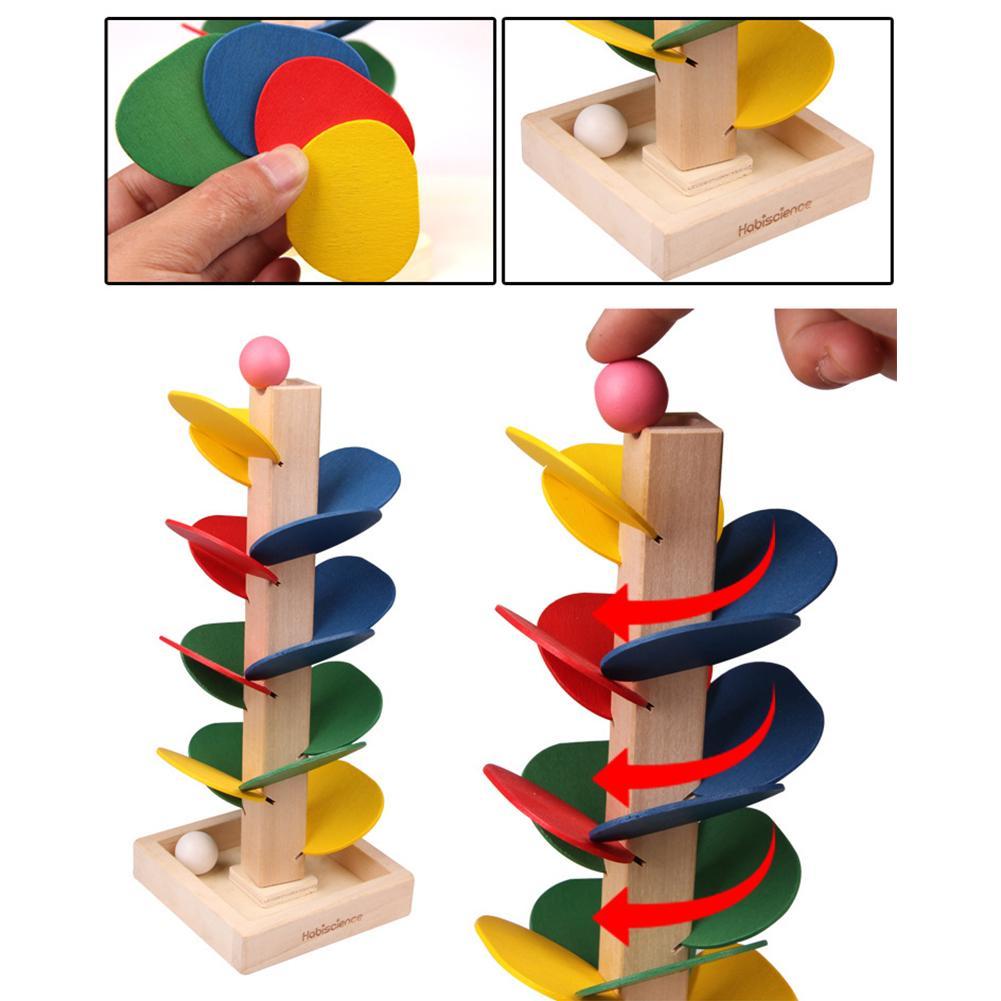 Funny Ball Run Track Game Toy Wooden DIY Mini Tree Baby Kids Educational Toy Blocks toys for children kids drop shipping-ebowsos