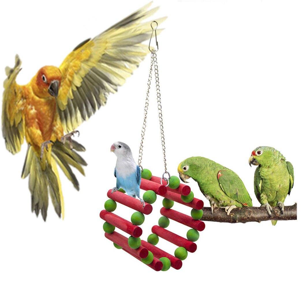 Funny Bird Toy Wood Training Bird Chew Toy Parrot Parakeet Budgie Cockatiel Cage Hammock Swing Toy Hanging Toy Pet Supplies-ebowsos