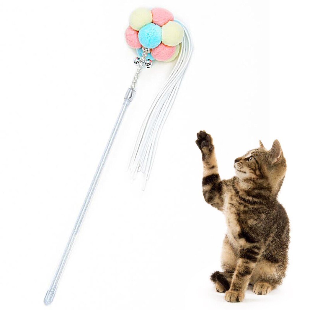 Funny Cat Artifact Handmade Feather Pompom Tassel Funny Cat Pole Pet Cat Toy Fairy Funny Cat Stick Pet Interactive Toy Supplies-ebowsos