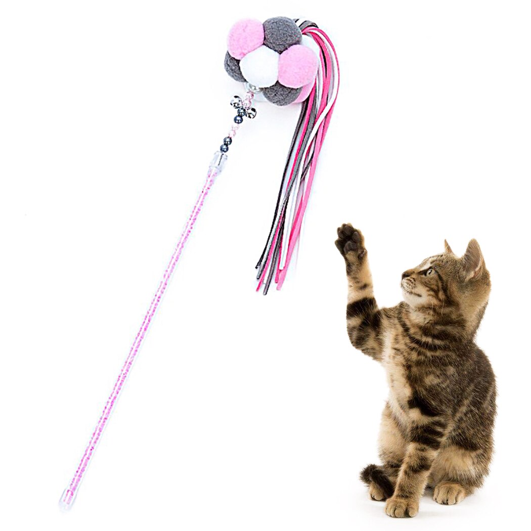 Funny Cat Artifact Handmade Feather Pompom Tassel Funny Cat Pole Pet Cat Toy Fairy Funny Cat Stick Pet Interactive Toy Supplies-ebowsos