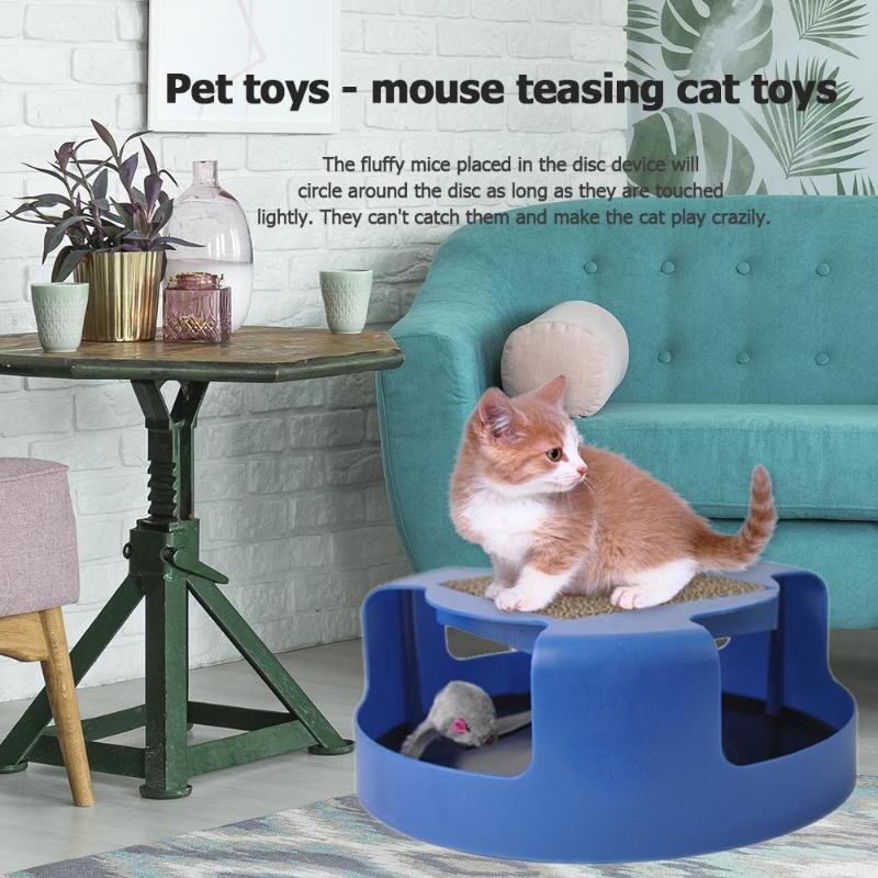 Funny False Mouse Turbo Toy Cat Kitten Interactive Plastic Disc Design Grinding Claw Toys with Scratcher Cardboard 25.5*25.5*9cm - ebowsos