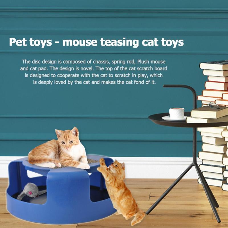 Funny False Mouse Turbo Toy Cat Kitten Interactive Plastic Disc Design Grinding Claw Toys with Scratcher Cardboard 25.5*25.5*9cm - ebowsos