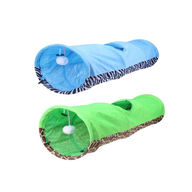 Funny Pet Tunnel Cat Play Rainbown Tunnel Brown Foldable 2 Holes Cat Tunnel Kitten Toy Bulk Toys Rabbit Tunnel Cat Cave - ebowsos