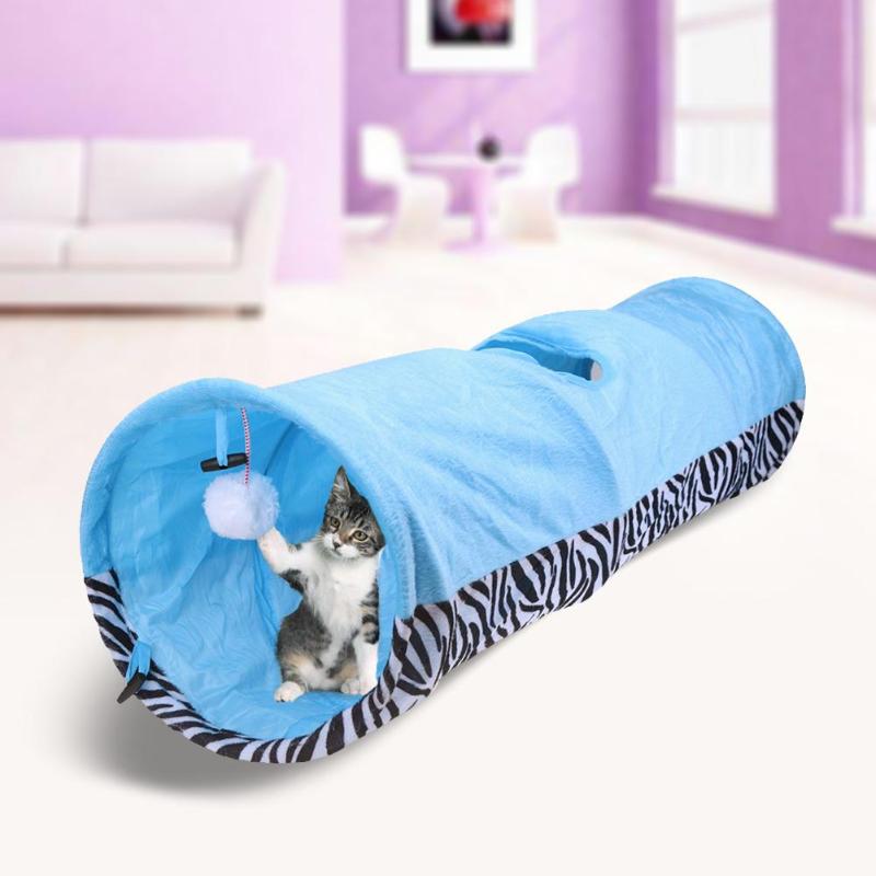 Funny Pet Tunnel Cat Play Rainbown Tunnel Brown Foldable 2 Holes Cat Tunnel Kitten Toy Bulk Toys Rabbit Tunnel Cat Cave - ebowsos