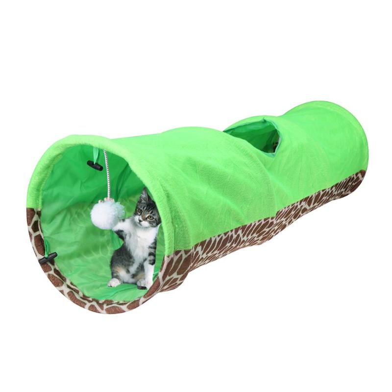 Funny Pet Tunnel Cat Play Rainbown Tunnel Brown Foldable 2 Holes Cat Tunnel Kitten Toy Bulk Toys Rabbit Tunnel Cat Cave - ebowsos