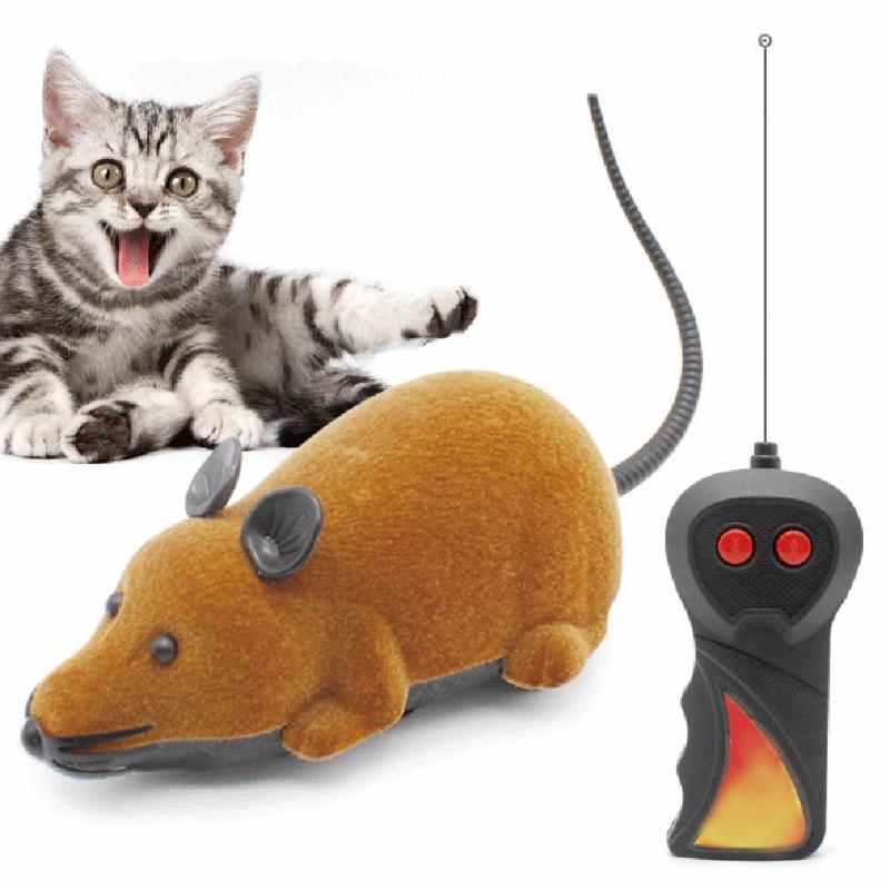 Funny flocking ABS Wireless RC Electric RC flocking Rat Mice Toy Remote Control Mouse for Pet Cat Kitten Playing Toy kids toys - ebowsos