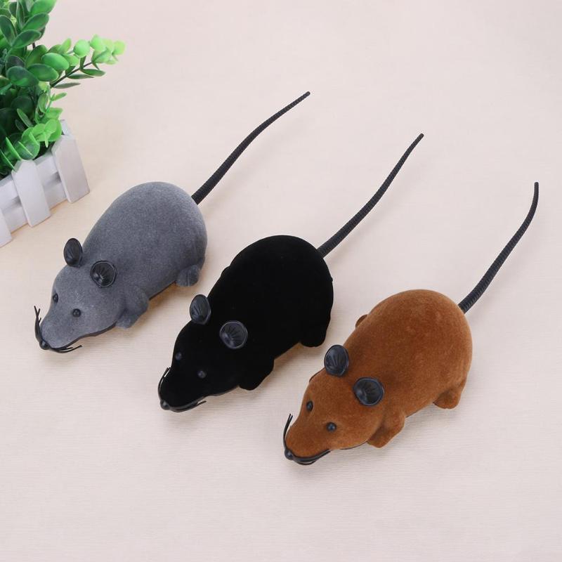 Funny flocking ABS Wireless RC Electric RC flocking Rat Mice Toy Remote Control Mouse for Pet Cat Kitten Playing Toy kids toys - ebowsos