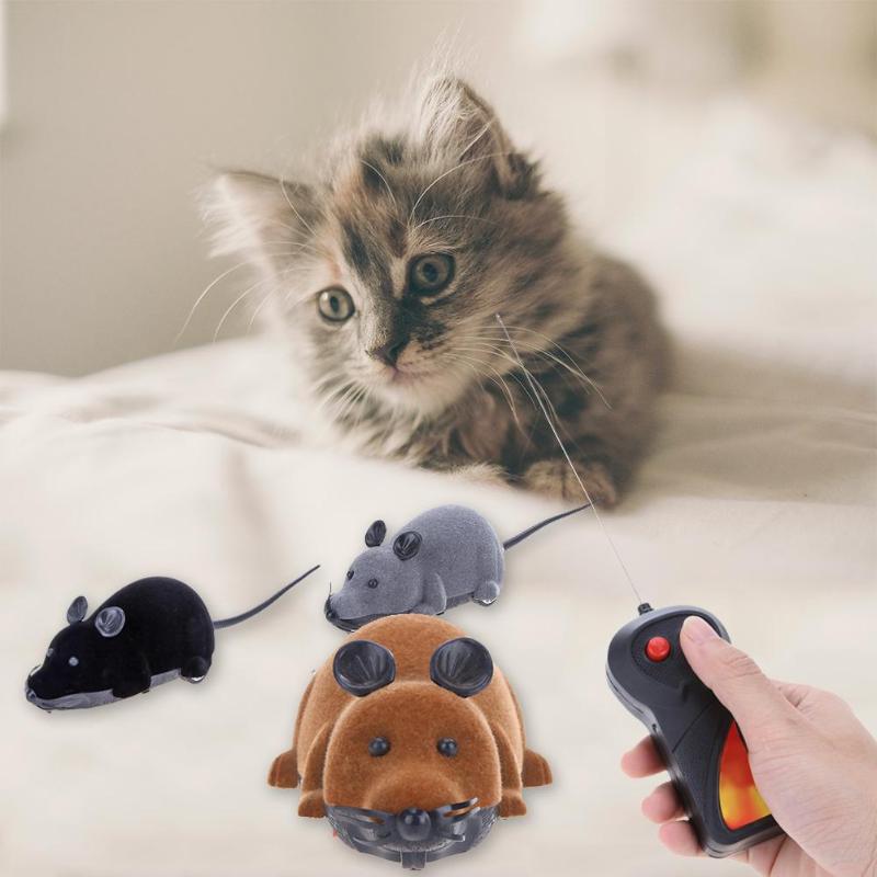 Funny flocking ABS Wireless RC Electric RC flocking Rat Mice Toy Remote Control Mouse for Pet Cat Kitten Playing Toy kids toys - ebowsos