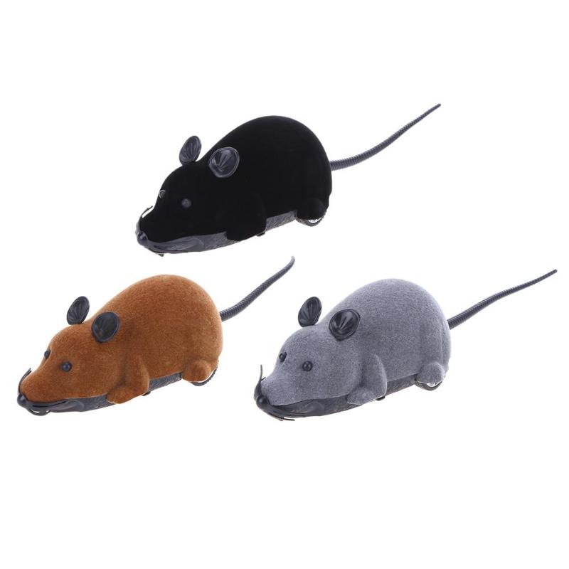 Funny flocking ABS Wireless RC Electric RC flocking Rat Mice Toy Remote Control Mouse for Pet Cat Kitten Playing Toy kids toys - ebowsos