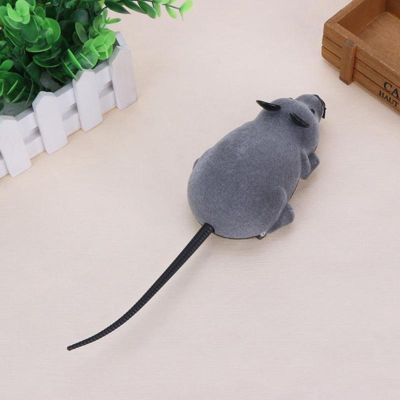 Funny flocking ABS Wireless RC Electric RC flocking Rat Mice Toy Remote Control Mouse for Pet Cat Kitten Playing Toy kids toys - ebowsos