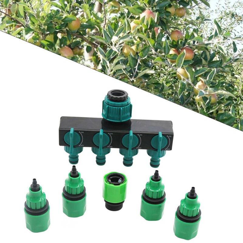 Garden Drip Irrigation 4 Way Tap Hose Splitter 4/7 8/11 Hose Pipe Connector Flowers Plants Lawns Agriculture Watering Kits - ebowsos