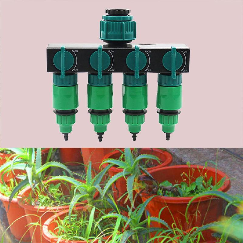 Garden Drip Irrigation 4 Way Tap Hose Splitter 4/7 8/11 Hose Pipe Connector Flowers Plants Lawns Agriculture Watering Kits - ebowsos