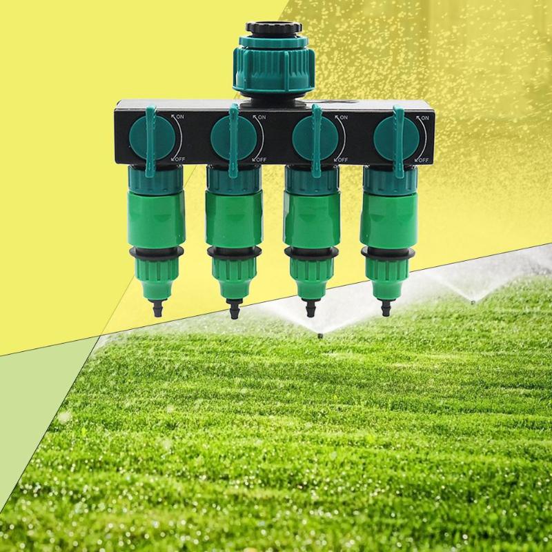 Garden Drip Irrigation 4 Way Tap Hose Splitter 4/7 8/11 Hose Pipe Connector Flowers Plants Lawns Agriculture Watering Kits - ebowsos