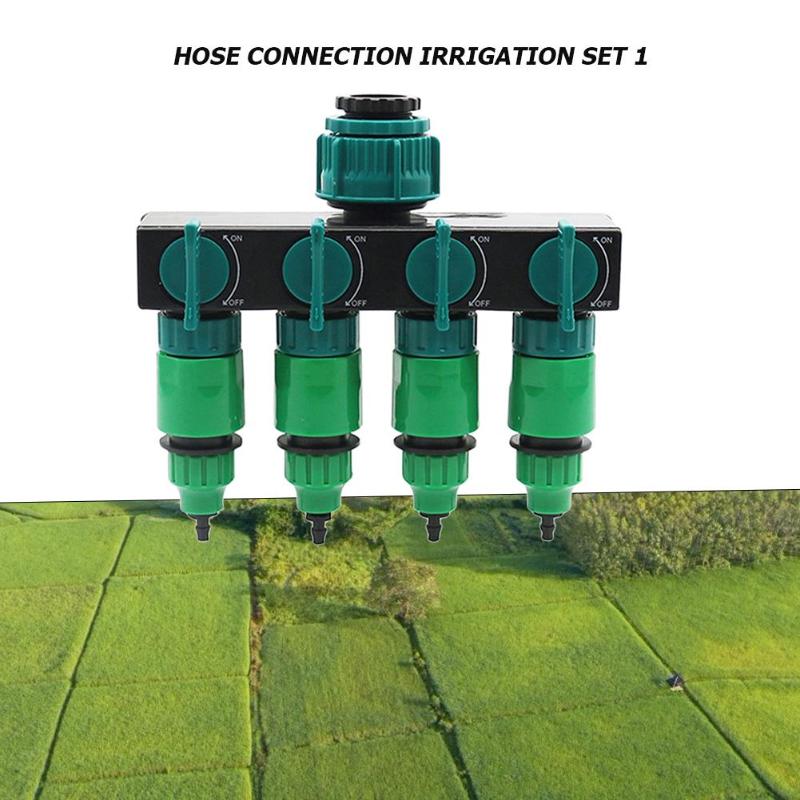 Garden Drip Irrigation 4 Way Tap Hose Splitter 4/7 8/11 Hose Pipe Connector Flowers Plants Lawns Agriculture Watering Kits - ebowsos