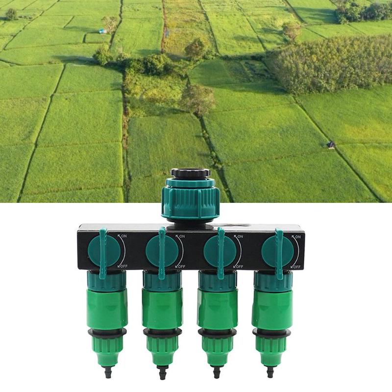 Garden Drip Irrigation 4 Way Tap Hose Splitter 4/7 8/11 Hose Pipe Connector Flowers Plants Lawns Agriculture Watering Kits - ebowsos