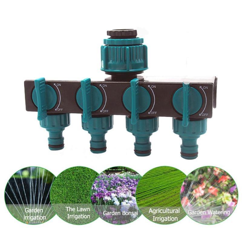 Garden Irrigation 4-way Tap Hose Splitter Garden Drip 1/2 or 3/4 Hose Fittings Pipe Connector Irrigation 180*102*80mm - ebowsos