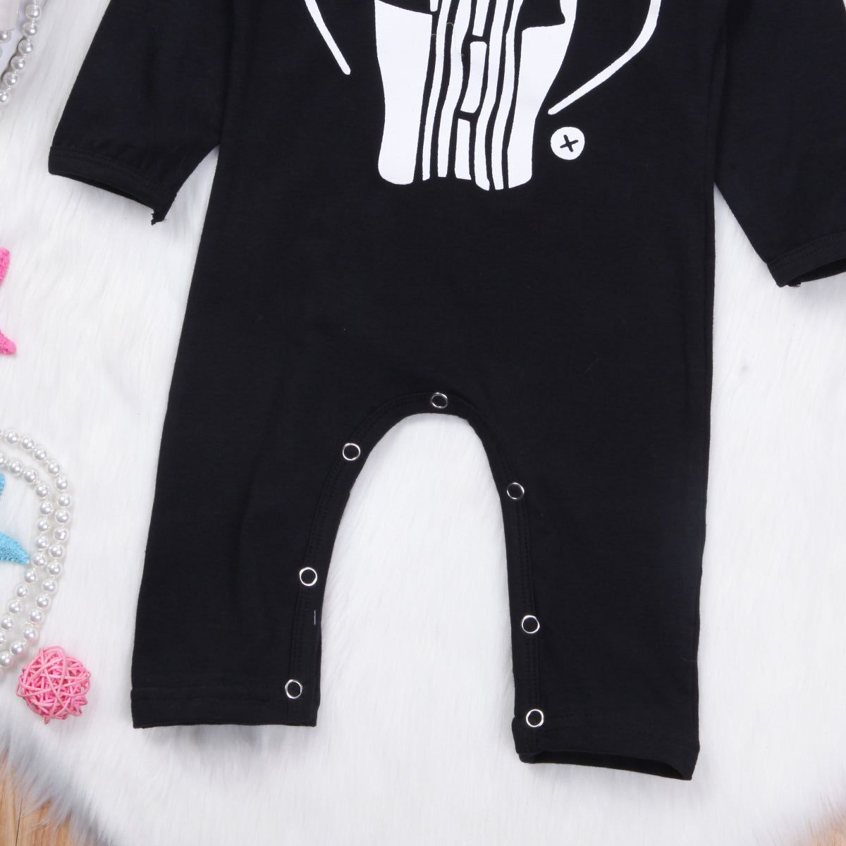 Gentleman Baby Boy Cotton Long Sleeve Romper Jumpsuit Outfit Clothes 0-2T - ebowsos