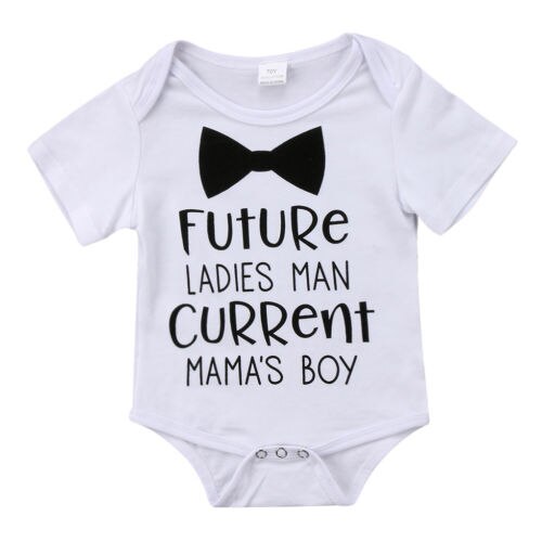 Gentleman Toddler Infant Baby Boys Kids Cute Letter Cotton Short Sleeve Jumpsuit Bodysuit Clothes Outfit Summer - ebowsos