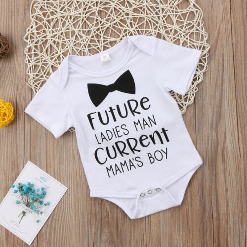 Gentleman Toddler Infant Baby Boys Kids Cute Letter Cotton Short Sleeve Jumpsuit Bodysuit Clothes Outfit Summer - ebowsos