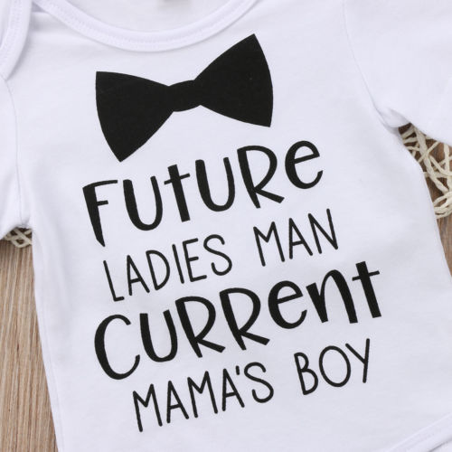 Gentleman Toddler Infant Baby Boys Kids Cute Letter Cotton Short Sleeve Jumpsuit Bodysuit Clothes Outfit Summer - ebowsos