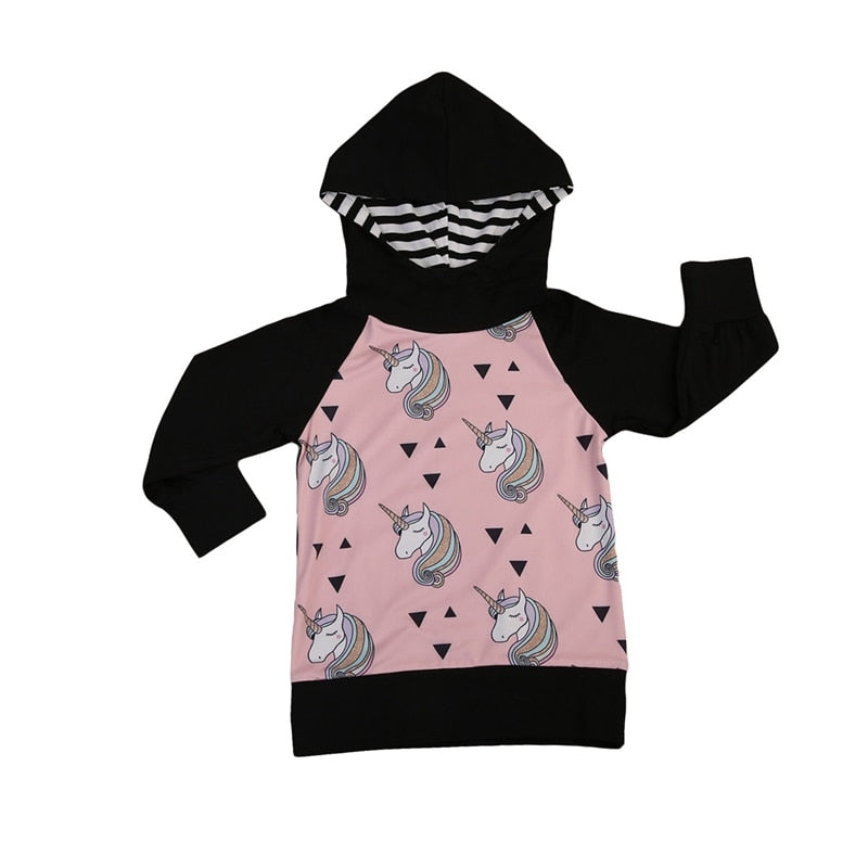 Girl Winter Clothes Long Sleeve Unicorn Animals Jacket Coat Fashion Baby Pirncess Hooded Outerwear Top - ebowsos