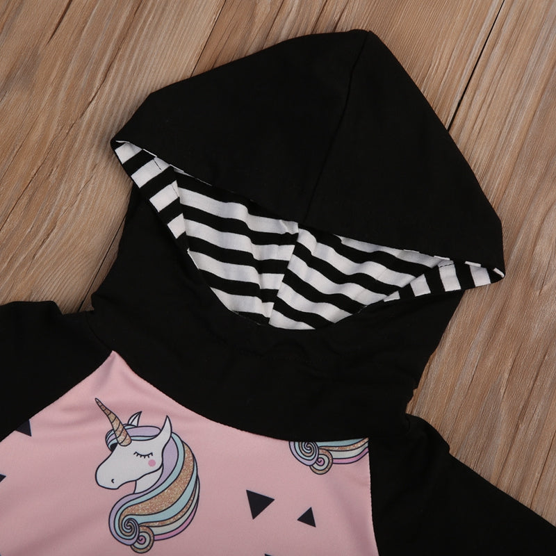 Girl Winter Clothes Long Sleeve Unicorn Animals Jacket Coat Fashion Baby Pirncess Hooded Outerwear Top - ebowsos