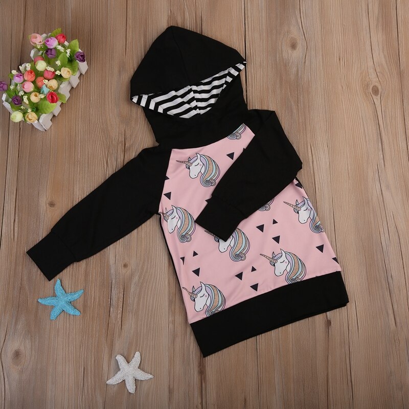 Girl Winter Clothes Long Sleeve Unicorn Animals Jacket Coat Fashion Baby Pirncess Hooded Outerwear Top - ebowsos