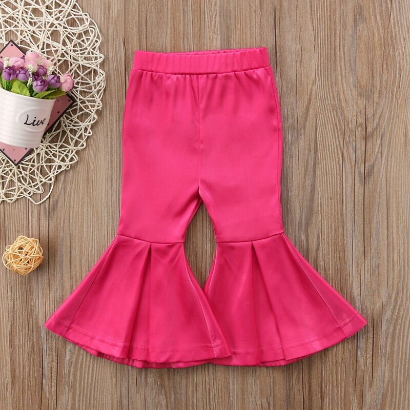 Girls Pants Princess Clothing Kids Girls Baby High Waist Wide Long Flared Bell Bottom Pants 2T/3T/4T/5T/6T/7T - ebowsos