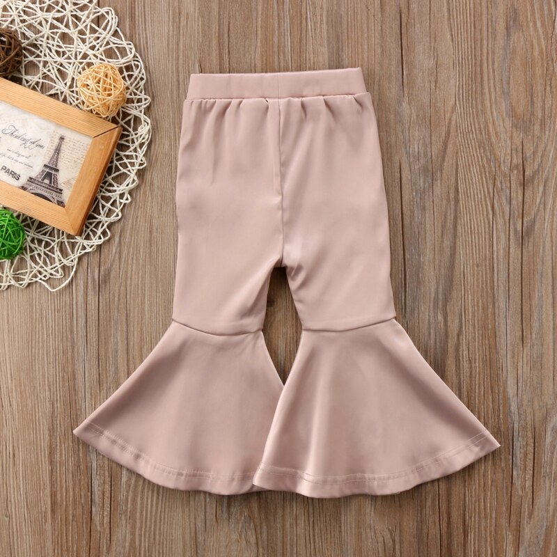 Girls Pants Princess Clothing Kids Girls Baby High Waist Wide Long Flared Bell Bottom Pants 2T/3T/4T/5T/6T/7T - ebowsos