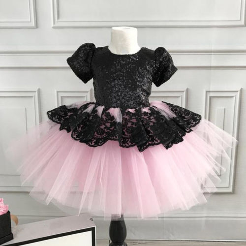 Girls Party Tutu Cute Lace Back Big Bow Clothes Dresses Flower Kids Girl Dress Birthday Wedding Formal Pageant 6M-6T - ebowsos