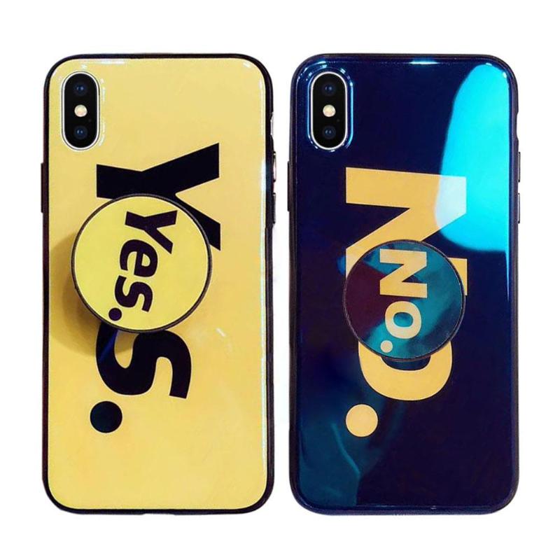 Glossy Blue Light Ray Case For iPhone X Fashion Cartoon Lovers Cases For iPhone X Stand Holder Phone Case TPU Cover - ebowsos