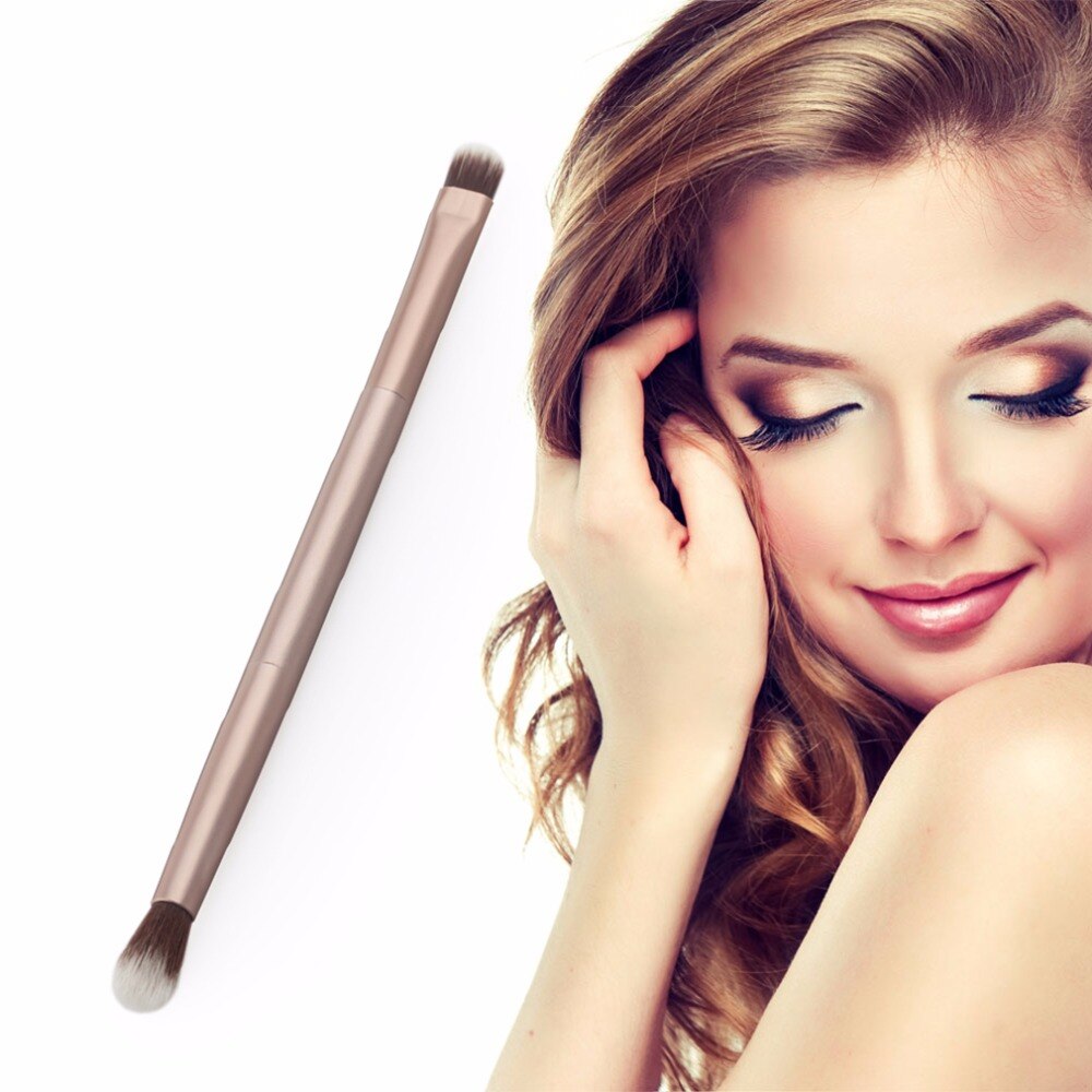 Gold Soft Synthetic Hair Metal Handle Doubled Ended Eyeshadow Eye Shadow Brush Cosmetics Makeup Brushes Make up Brush Tool Kits - ebowsos