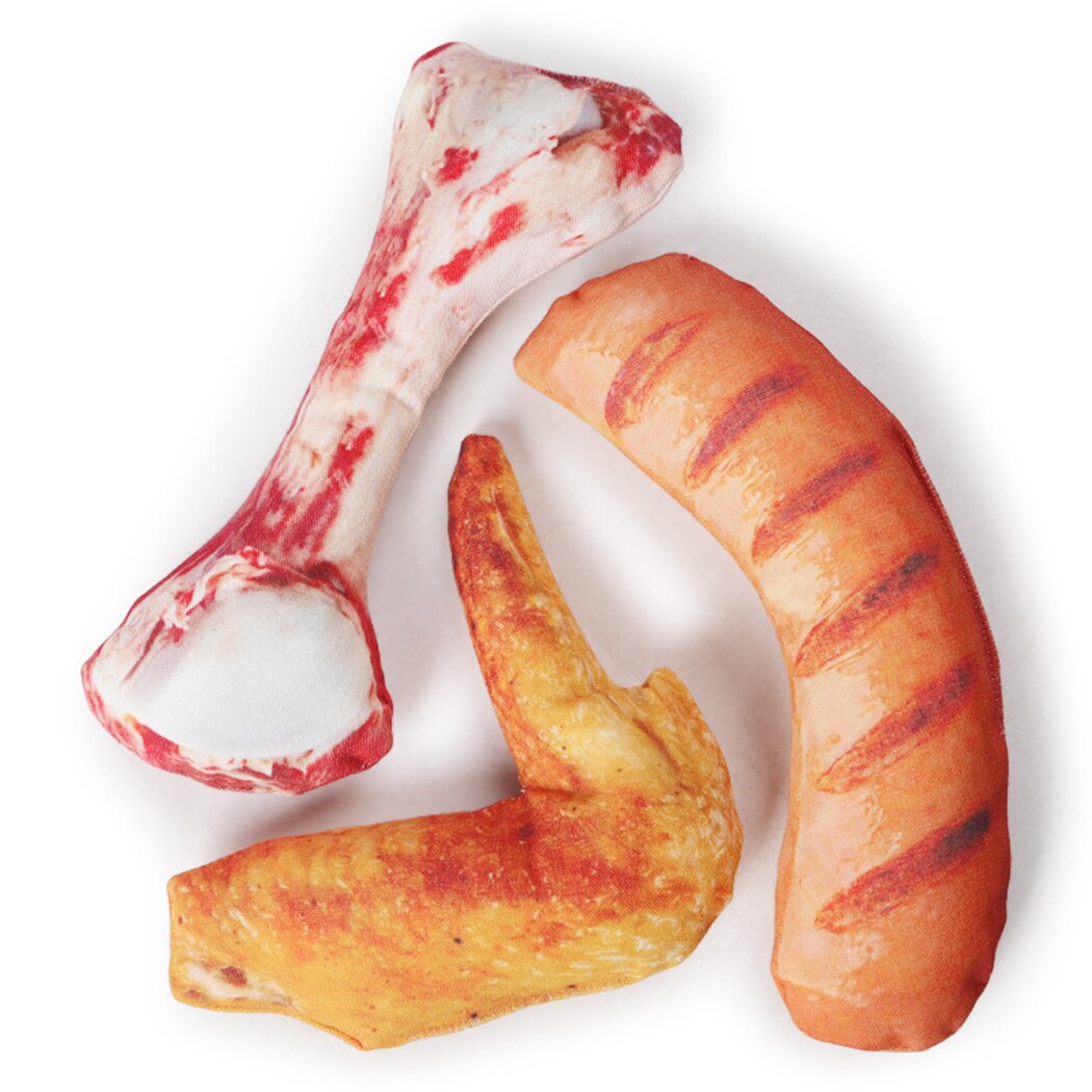 Grilled Chicken Wings Sausage Shape Toy Dog Chew Toy Simulated Food Dog Squeaky Toy Pet Play Toy Supplies For Puppy Teething-ebowsos