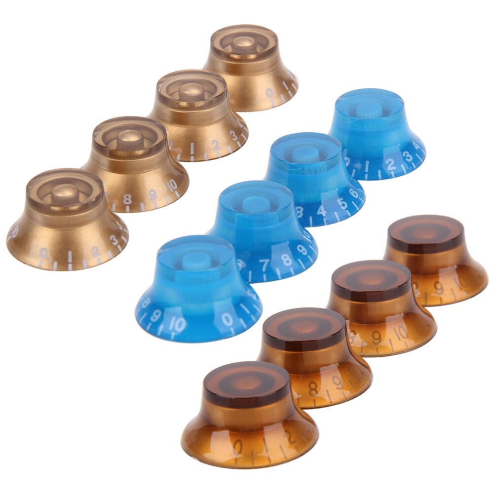 Guitar Parts 4pcs Acrylic Speed Knobs Volume Tone Control Botton for Electric Guitar Parts Accessories Gold, Coffee, Blue-ebowsos