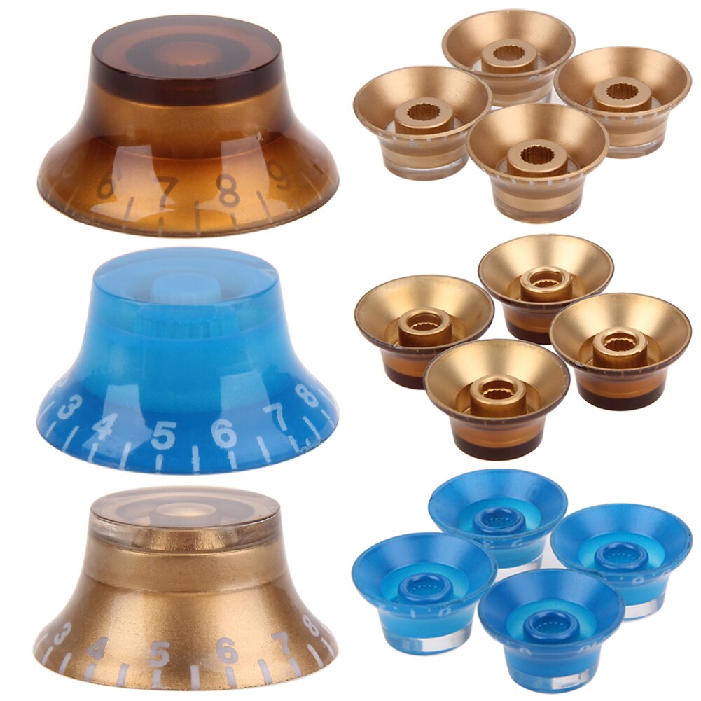 Guitar Parts 4pcs Acrylic Speed Knobs Volume Tone Control Botton for Electric Guitar Parts Accessories Gold, Coffee, Blue-ebowsos