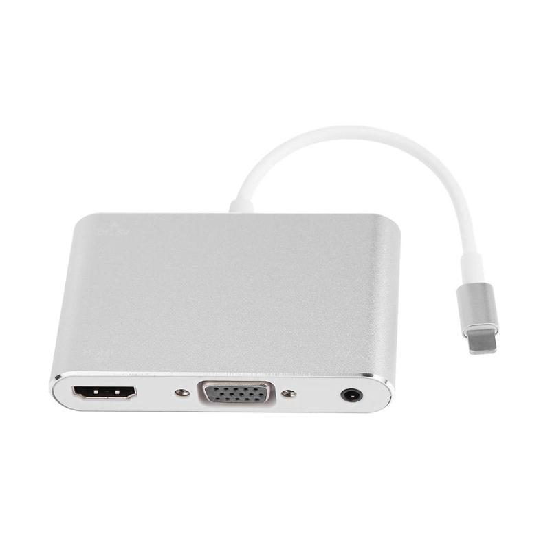 HDMI VGA Audio Adapter Aluminium Alloy L Port Video Audio Converter with USB Cable 1080P HDMI VGA Connector For Apple - ebowsos